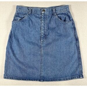 Vintage Kids Denim Jean Skirt Girls Size 12.5 Blue 90s Made in USA 17"